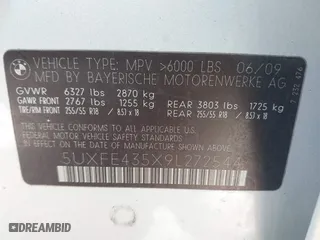 2009 BMW X5 30i with VIN 5UXFE435X9L272544, listed as a IAAI auction lot 42017376 with 118,793 mi miles. Bid and sale history available at carsss.com. Image 9.