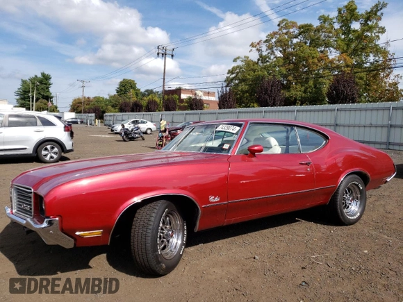 1972 Oldsmobile Cutlass with VIN 3F87H2G120938, listed as a Copart auction lot 74329074 with 49,120 mi miles and Salvage Title. Bid and sale history available at DreamBid. Image 1.