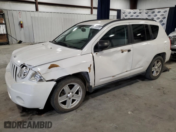2007 Jeep Compass Sport with VIN 1J8FF47W17D188596, listed as a Copart auction lot 45799335 with 141,636 mi miles and Salvage Title. Bid and sale history available at carsss.com. Image 1.