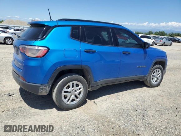 2018 Jeep Compass Sport with VIN 3C4NJDAB7JT373681, listed as a Copart auction lot 58225285 with 95,542 mi miles and Salvage title. Bid and sale history available at DreamBid. Image 3.