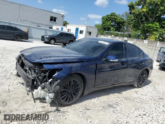 2021 Infiniti Q50 Luxe z VIN JN1EV7BP2MM706074, wystawiony jako Copart lot #54379675 z przebiegiem 29 170 mil mil oraz Szkoda całkowita • Salvage title. Historia ofert i sprzedaży dostępna na DreamBid. Obrazek 1.