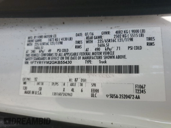 2016 Ford Transit Cargo с VIN 1FTYR1YM2GKB55430, выставлен на аукционе IAAI как лот 42731833 с пробегом 122 278 миль миль и . История ставок и продаж доступна на DreamBid. Изображение 23.