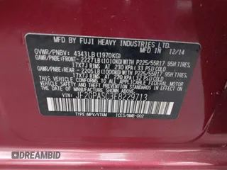 2015 Subaru Crosstrek Limited with VIN JF2GPASC3F8229713, listed as a IAAI auction lot 42455267 with 153,130 mi miles and . Bid and sale history available at DreamBid. Image 9.