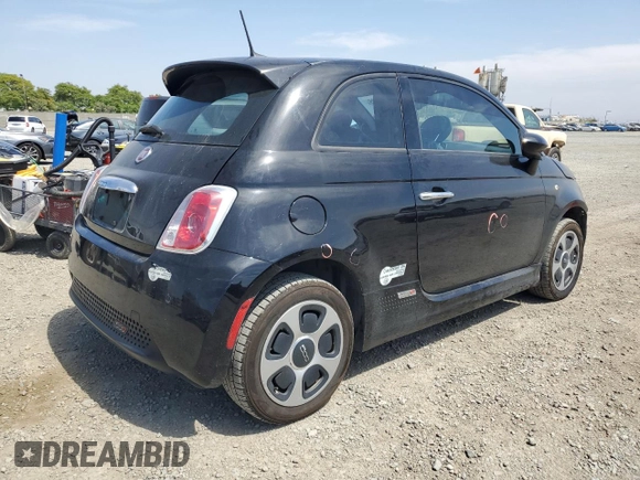 2017 FIAT 500e with VIN 3C3CFFGE5HT524117, listed as a Copart auction lot 58864585 with 65,393 mi miles and Salvage title. Bid and sale history available at DreamBid. Image 3.