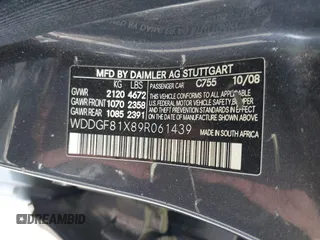 2009 Mercedes-Benz C 300 Sport z VIN WDDGF81X89R061439, wystawiony jako IAAI lot #42177083 z przebiegiem 195 633 mil mil oraz . Historia ofert i sprzedaży dostępna na DreamBid. Obrazek 9.