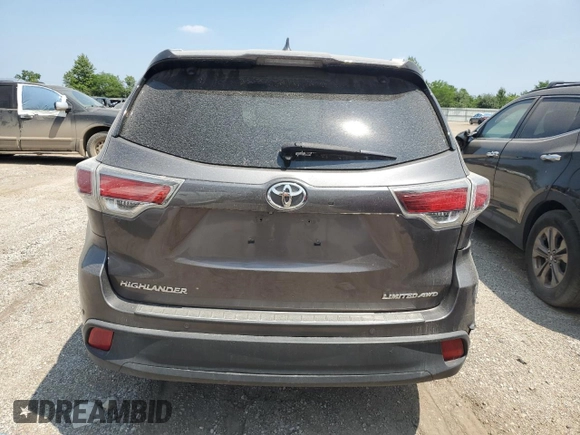 2016 Toyota Highlander Limited with VIN 5TDDKRFH8GS274874, listed as a Copart auction lot 61402305 with 109,670 mi miles and Salvage title. Bid and sale history available at DreamBid. Image 6.