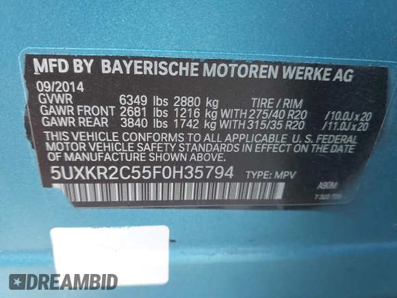 2015 BMW X5 sDrive35i z VIN 5UXKR2C55F0H35794, wystawiony jako IAAI lot #41898741 z przebiegiem 223 710 mil mil oraz . Historia ofert i sprzedaży dostępna na DreamBid. Obrazek 9.