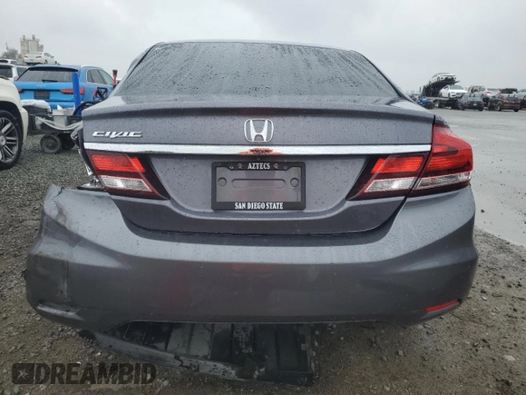 2014 Honda Civic Sedan EX with VIN 19XFB2F81EE038736, listed as a Copart auction lot 51261615 with 103,323 mi miles and Salvage Title. Bid and sale history available at carsss.com. Image 6.