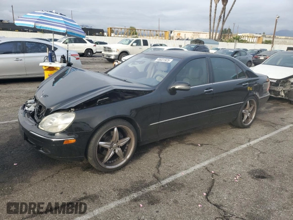 2001 Mercedes-Benz S-Class with VIN WDBNG70J91A187655, listed as a Copart auction lot 45031925 with 104,164 mi miles and Salvage Title. Bid and sale history available at carsss.com. Image 1.