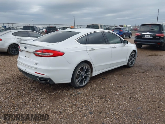 2019 Ford Fusion Titanium with VIN 3FA6P0D93KR138574, listed as a IAAI auction lot 41967094 with 118,297 mi miles. Bid and sale history available at carsss.com. Image 4.