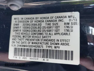 2013 Honda CR-V EX with VIN 2HKRM4H50DH626675, listed as a IAAI auction lot 41688269 with 119,210 mi miles. Bid and sale history available at carsss.com. Image 9.