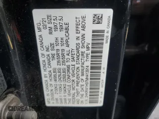 2021 Honda CR-V Touring with VIN 2HKRW1H97MH413914, listed as a Copart auction lot 47384115 with 0 mi miles and Salvage Title. Bid and sale history available at carsss.com. Image 13.