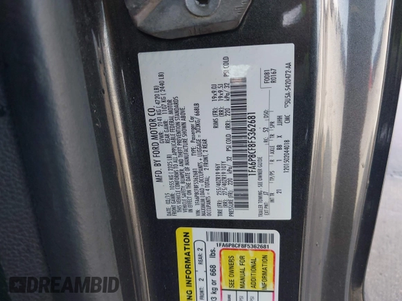 2015 Ford Mustang GT с VIN 1FA6P8CF8F5362681, выставлен на аукционе IAAI как лот 42027933 с пробегом 74 745 миль миль и . История ставок и продаж доступна на DreamBid. Изображение 9.