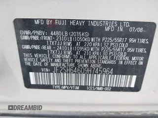 2009 Subaru Forester X Limited с VIN JF2SH64609H745964, выставлен на аукционе IAAI как лот 42198309 с пробегом 244 406 миль миль и . История ставок и продаж доступна на DreamBid. Изображение 9.