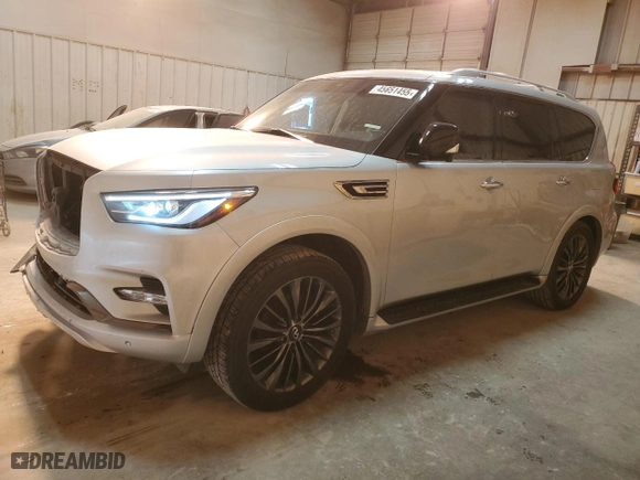 2021 Infiniti QX80 PREMIUM SELECT with VIN JN8AZ2AFXM9720484, listed as a Copart auction lot 45651455 with 64,276 mi miles and Salvage Title. Bid and sale history available at carsss.com. Image 1.