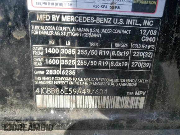 2009 Mercedes-Benz M 350 with VIN 4JGBB86E59A497604, listed as a Copart auction lot 54211915 with 202,098 mi miles and Clean Title. Bid and sale history available at carsss.com. Image 13.