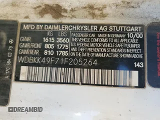 2001 Mercedes-Benz SLK 230 Kompressor с VIN WDBKK49F71F205264, выставлен на аукционе Copart как лот 64061865 с пробегом Не указан миль и Списание • Salvage title. История ставок и продаж доступна на DreamBid. Изображение 12.