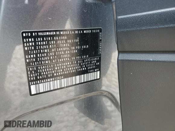 2021 Volkswagen Tiguan S z VIN 3VV1B7AX9MM012624, wystawiony jako Copart lot #55589435 z przebiegiem 61 343 mil mil oraz Szkoda całkowita • Salvage title. Historia ofert i sprzedaży dostępna na DreamBid. Obrazek 13.