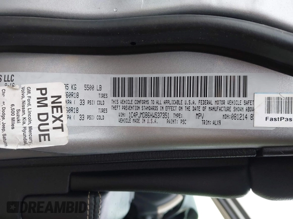 2017 Jeep Cherokee Limited with VIN 1C4PJMDB6HW537351, listed as a IAAI auction lot 41714970 with 161,193 mi miles and . Bid and sale history available at DreamBid. Image 9.