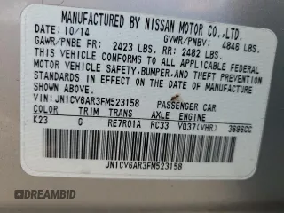 2015 Infiniti Q40 with VIN JN1CV6AR3FM523158, listed as a Copart auction lot 71269224 with 102,566 mi miles and Clean Title. Bid and sale history available at carsss.com. Image 14.