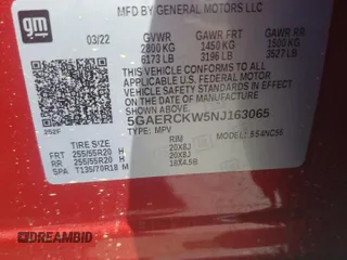 2022 Buick Enclave Premium with VIN 5GAERCKW5NJ163065, listed as a Copart auction lot 53825245 with 89,061 mi miles and Salvage Title. Bid and sale history available at carsss.com. Image 13.