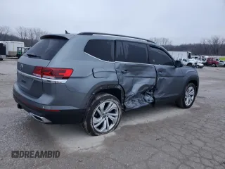 2023 Volkswagen Atlas SE with VIN 1V2JR2CA4PC537049, listed as a Copart auction lot 44129915 with 26,340 mi miles and Salvage title. Bid and sale history available at DreamBid. Image 3.