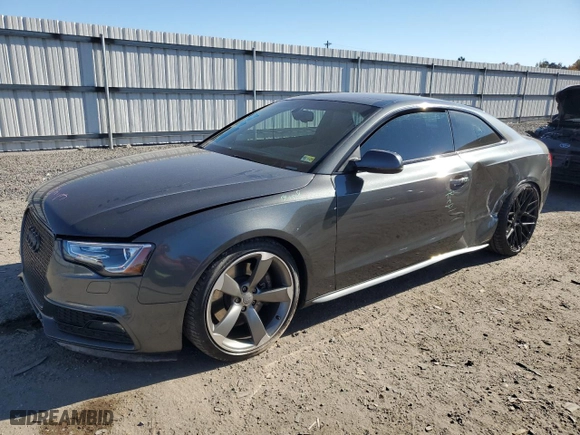 2015 Audi S5 Premium Plus with VIN WAUGGAFRXFA054749, listed as a Copart auction lot 76754194 with 87,643 mi miles and Salvage Title. Bid and sale history available at carsss.com. Image 1.