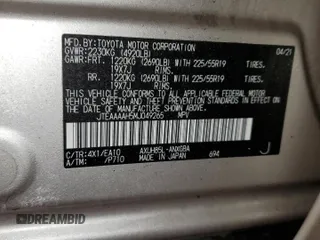 2021 Toyota Venza LE with VIN JTEAAAAH5MJ049265, listed as a Copart auction lot 38774213 with 13,427 mi miles. Bid and sale history available at carsss.com. Image 12.