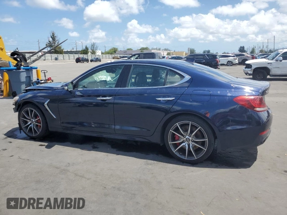2019 Genesis G70 Advanced with VIN KMTG74LE0KU043856, listed as a Copart auction lot 55921215 with 72,161 mi miles and Non repairable. Bid and sale history available at DreamBid. Image 2.