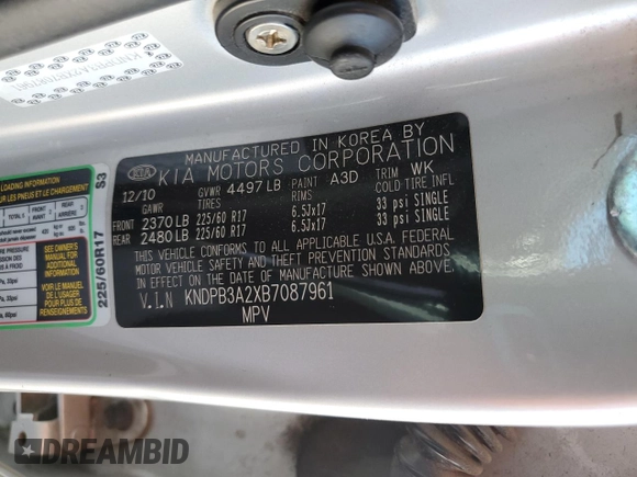 2011 Kia Sportage LX with VIN KNDPB3A2XB7087961, listed as a Copart auction lot 64266405 with 97,094 mi miles and Salvage title. Bid and sale history available at DreamBid. Image 13.