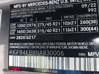 2022 Mercedes-Benz GLE with VIN 4JGFB4KB8NA830006, listed as a IAAI auction lot 41258028 with 20,886 mi miles. Bid and sale history available at carsss.com. Image 9.