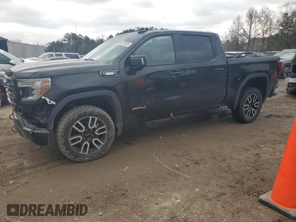 2021 GMC Sierra 1500 AT4 with VIN 3GTU9EET1MG464553, listed as a Copart auction lot 42709005 with 43,071 mi miles and Salvage Title. Bid and sale history available at carsss.com. Image 1.