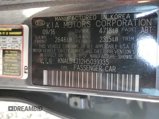 2017 Kia Cadenza Premium with VIN KNALB4J12H5039335, listed as a Copart auction lot 69116874 with 66,450 mi miles and Salvage Title. Bid and sale history available at carsss.com. Image 12.