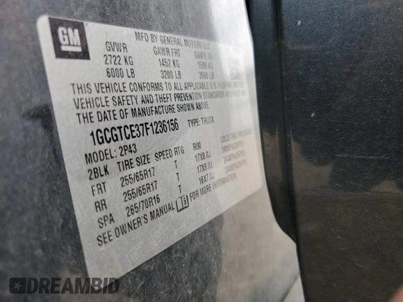 2015 Chevrolet Colorado 4WD Z71 z VIN 1GCGTCE37F1236156, wystawiony jako Copart lot #54987475 z przebiegiem 198 656 mil mil oraz Szkoda całkowita • Salvage title. Historia ofert i sprzedaży dostępna na DreamBid. Obrazek 12.