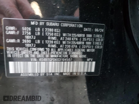 2025 Subaru Outback Touring XT with VIN 4S4BTGPD6S3104507, listed as a Copart auction lot 47039995 with 8,264 mi miles and Salvage Title. Bid and sale history available at carsss.com. Image 13.