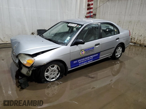 2001 Honda Civic DX with VIN 2HGES162X1H527248, listed as a Copart auction lot 84811674 with 132,592 mi miles and Salvage Title. Bid and sale history available at carsss.com. Image 1.