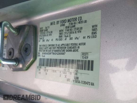 2016 Ford Transit Connect XLT with VIN NM0AE8F78G1230587, listed as a IAAI auction lot 41643706 with 98,957 mi miles and . Bid and sale history available at DreamBid. Image 9.