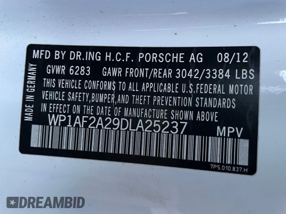 2013 Porsche Cayenne Diesel with VIN WP1AF2A29DLA25237, listed as a Copart auction lot 53004065 with 159,001 mi miles and Salvage title. Bid and sale history available at DreamBid. Image 10.