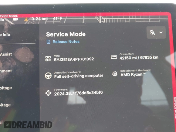 2023 Tesla Model 3 с VIN 5YJ3E1EA4PF701092, выставлен на аукционе IAAI как лот 41284364 с пробегом 42 150 миль миль и . История ставок и продаж доступна на DreamBid. Изображение 7.