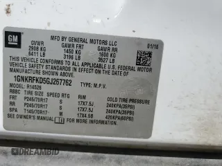 2016 Chevrolet Traverse LS with VIN 1GNKRFKD5GJ267762, listed as a Copart auction lot 55093425 with 191,965 mi miles and Salvage Title. Bid and sale history available at carsss.com. Image 13.