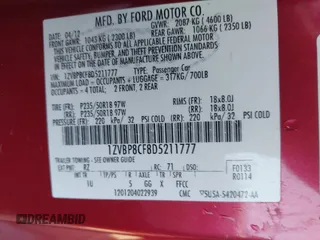 2013 Ford Mustang GT with VIN 1ZVBP8CF8D5211777, listed as a IAAI auction lot 41710683 with Not Provided miles. Bid and sale history available at carsss.com. Image 9.