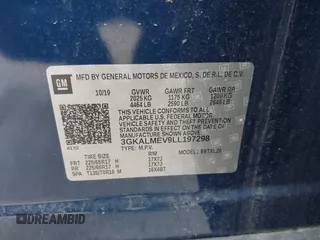 2020 GMC Terrain SLE with VIN 3GKALMEV9LL197298, listed as a IAAI auction lot 42509122 with 62,296 mi miles and . Bid and sale history available at DreamBid. Image 9.