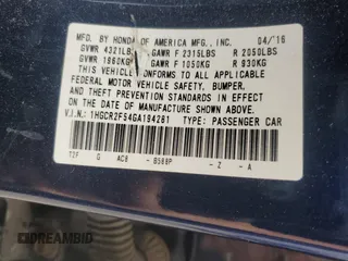 2016 Honda Accord Sport z VIN 1HGCR2F54GA194281, wystawiony jako Copart lot #55817345 z przebiegiem 122 592 mil mil oraz Szkoda całkowita • Salvage title. Historia ofert i sprzedaży dostępna na DreamBid. Obrazek 12.