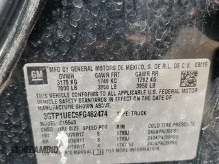 2015 GMC Sierra 1500 SLE z VIN 3GTP1UEC5FG482474, wystawiony jako Copart lot #56134745 z przebiegiem Nie podano mil oraz Szkoda całkowita • Salvage title. Historia ofert i sprzedaży dostępna na DreamBid. Obrazek 12.