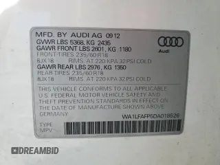 2013 Audi Q5 Premium Plus с VIN WA1LFAFP5DA018526, выставлен на аукционе Copart как лот 53725465 с пробегом 182 153 миль миль и Чистый • Clean title. История ставок и продаж доступна на DreamBid. Изображение 13.