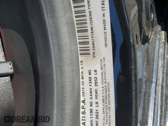 2019 Maserati Ghibli S Q4 z VIN ZAM57YTA8K1328392, wystawiony jako Copart lot #50711685 z przebiegiem 56 609 mil mil oraz Szkoda całkowita • Salvage title. Historia ofert i sprzedaży dostępna na DreamBid. Obrazek 12.