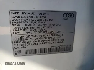 2015 Audi Q7 3.0T Premium Plus with VIN WA1LGAFE1FD004216, listed as a Copart auction lot 49417375 with 140,851 mi miles and Salvage Title. Bid and sale history available at carsss.com. Image 13.