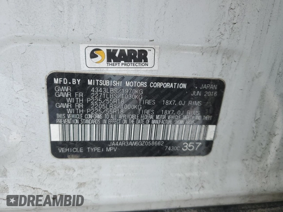 2016 Mitsubishi Outlander Sport 2.4 ES with VIN JA4AR3AW6GZ058662, listed as a Copart auction lot 42281395 with 125,753 mi miles and Salvage Title. Bid and sale history available at carsss.com. Image 13.