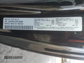 2022 Ram 2500 с VIN 3C6MR5AL9NG100086, выставлен на аукционе Copart как лот 51220565 с пробегом 57 899 миль миль и Списание • Salvage title. История ставок и продаж доступна на DreamBid. Изображение 13.