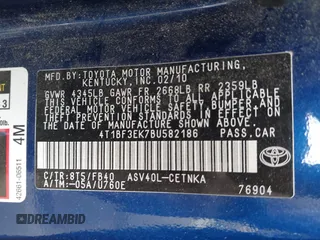 2011 Toyota Camry LE with VIN 4T1BF3EK7BU582186, listed as a IAAI auction lot 42108074 with 226,835 mi miles and . Bid and sale history available at DreamBid. Image 9.